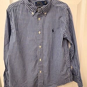 Ralph Lauren Blue and White Checkered Men's Shirt